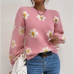 New pink floral pattern sweater